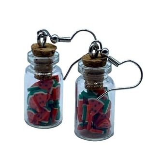NEW Watermelon slices in mason jar fashion earring